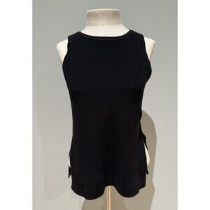 Brand New Express Knit Black Sleeveless Sweater Vest Small Cotton Side Slits